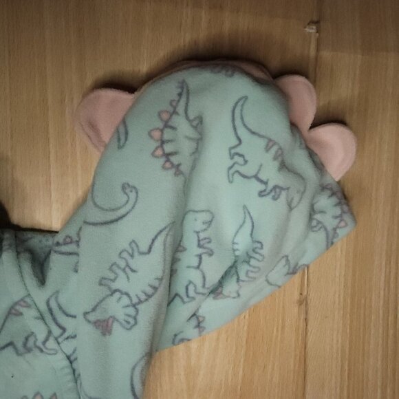 Just One You Infant Green Fleece Dinosaur Pajamas 9 Months - Picture 3 of 4